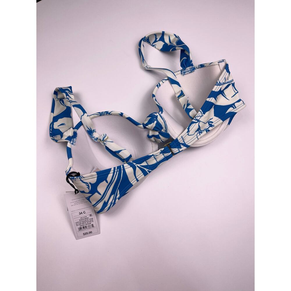 Shade & Shore Blue White Floral Underwire Bikini Top 34C NWT - Picture 6 of 8